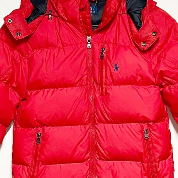 New Ralph Lauren Red Ripstop Water Repellent Down Filled Jacket Child’s Sz 8 - Picture 4 of 4